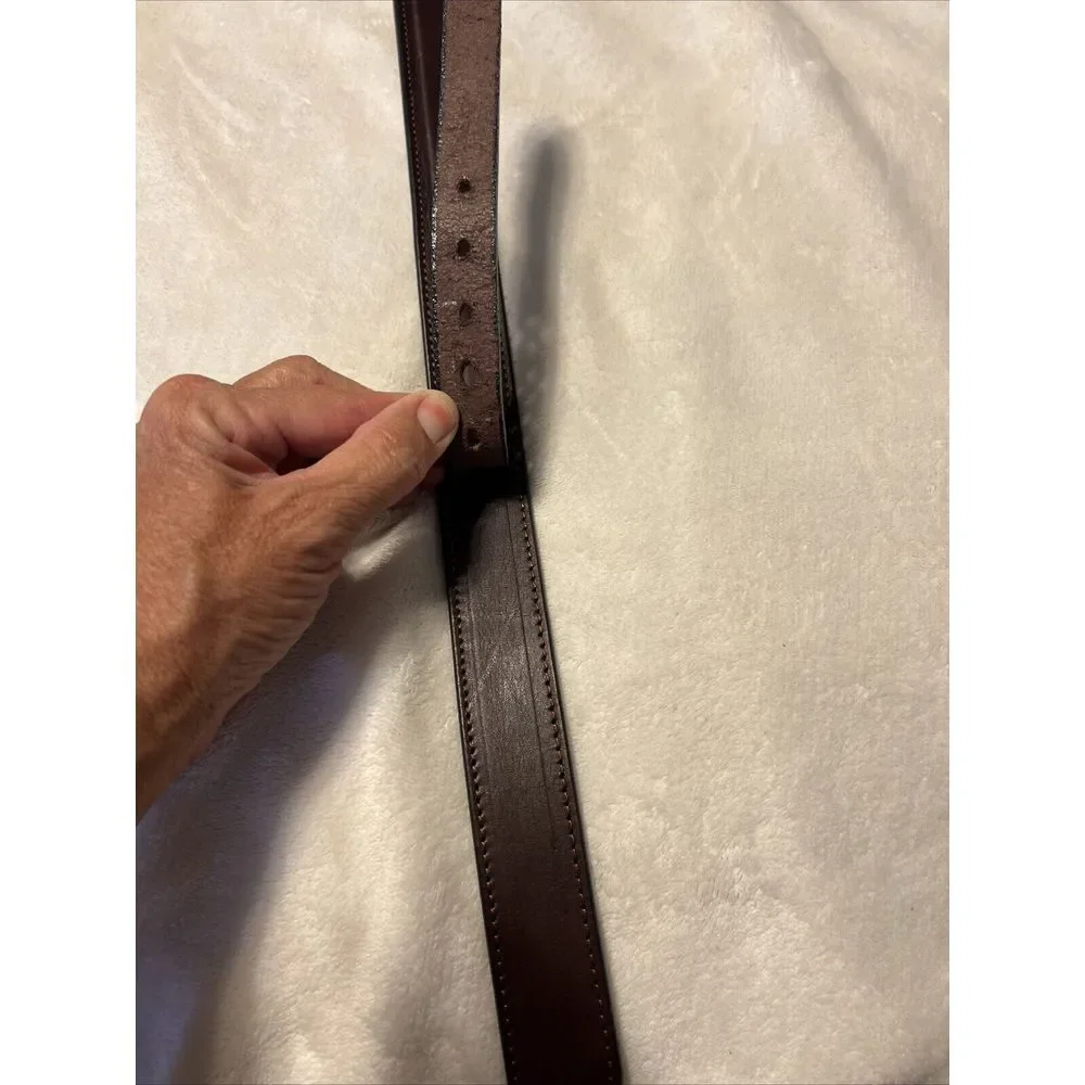 Genuine Leather‎ Amish Made Texas Ranger Style Belt Brown With Brass Buckle